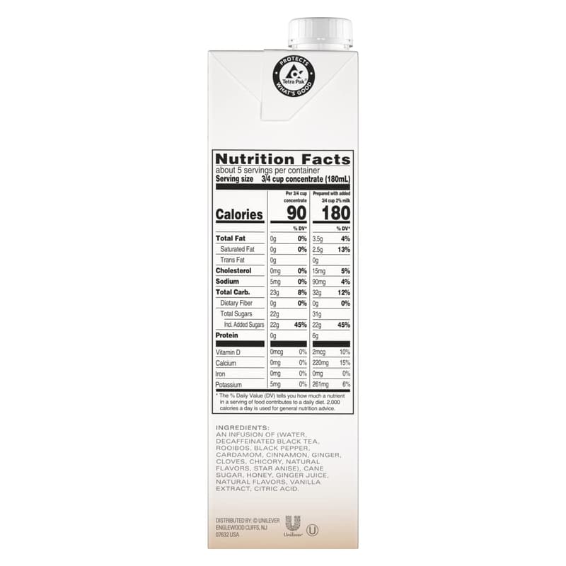 Decaf Chai Latte Tea Concentrate - 32 oz for Hot or Iced