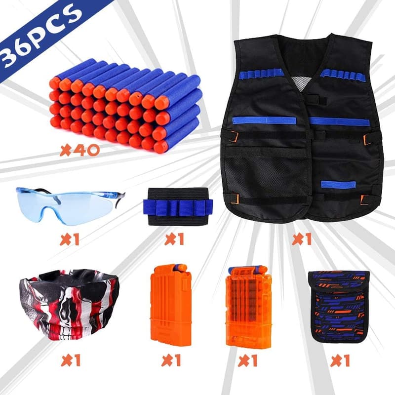 Kids Tactical Vest Kit for Nerf Guns with 40 Dart Refills