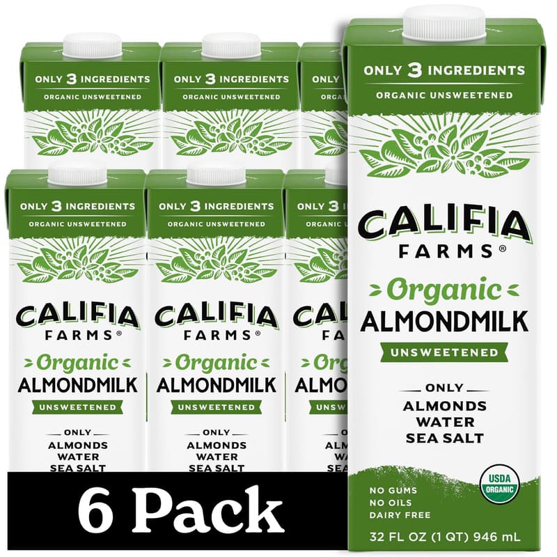 Organic Unsweetened Almond Milk (32 oz, Pack of 6) - Dairy Free