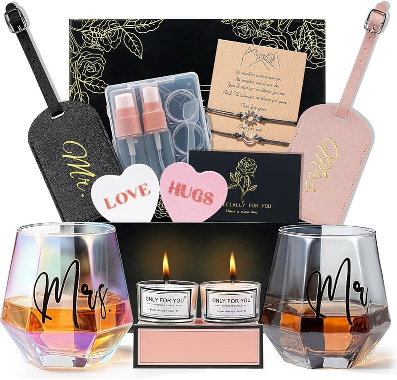 Newlywed Gifts: Mr and Mrs Personalized Wine Glasses Set
