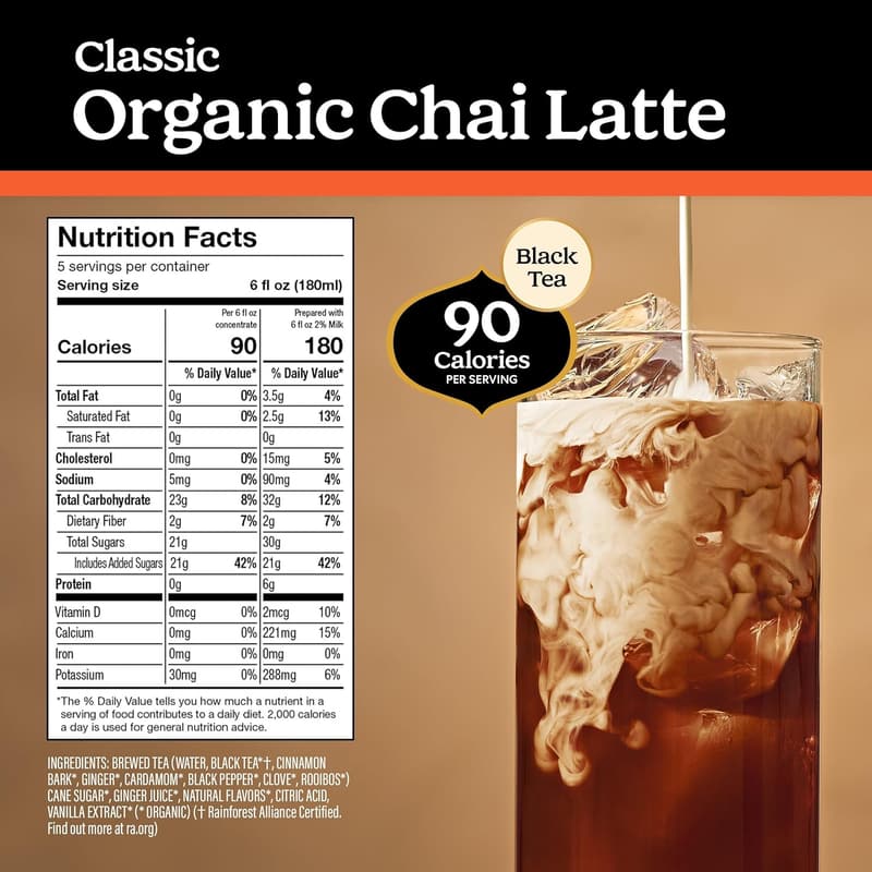 Organic Chai Latte Concentrate - 3 Pack, 32 Oz - Digestive Support