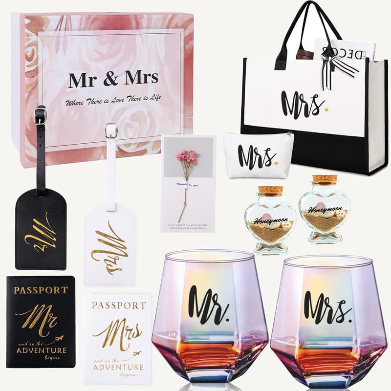 Just Married Mr & Mrs Travel Essentials Gift for Couples