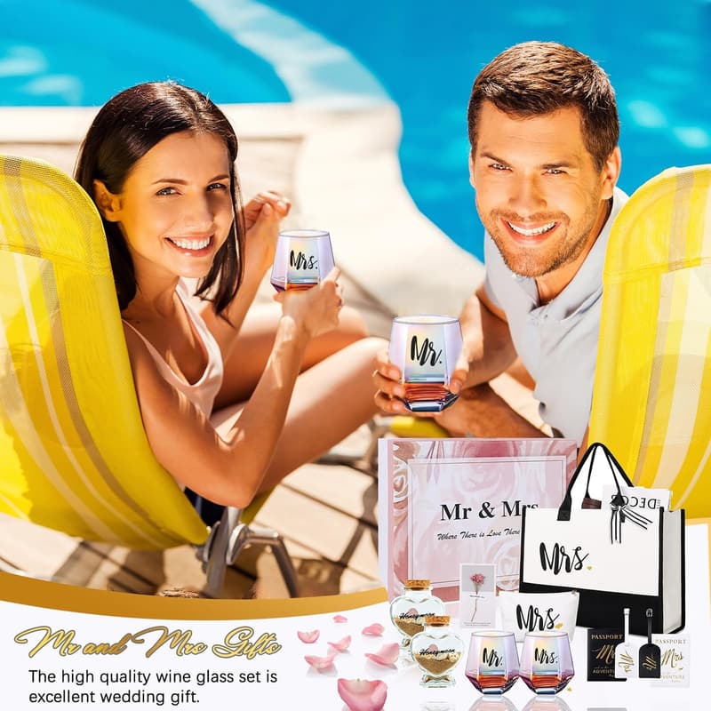 Just Married Mr & Mrs Travel Essentials Gift for Couples