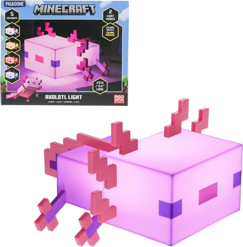 Minecraft Axolotl Lamp with 5 Color Modes for Gaming Decor