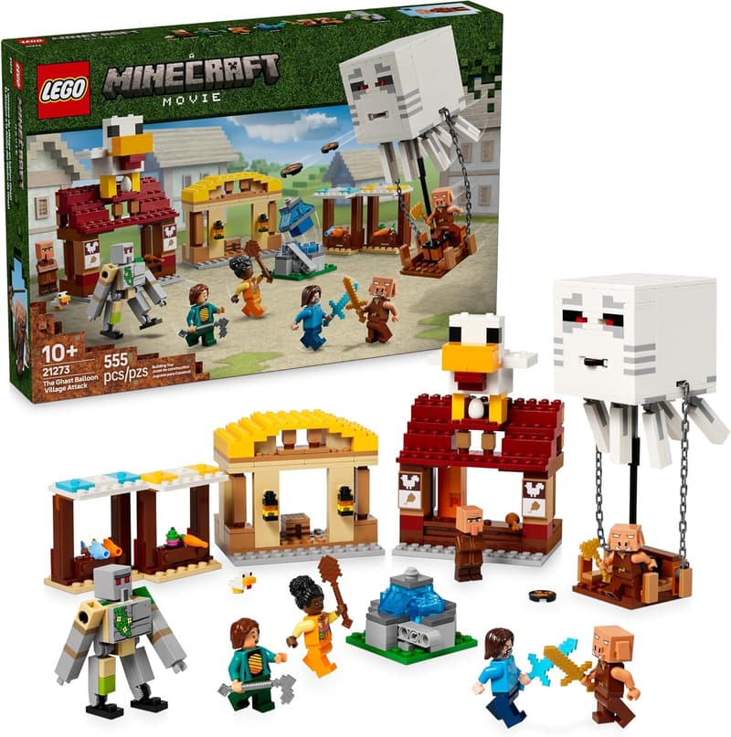 LEGO Minecraft Ghast Balloon Village Attack Set for Kids 10+