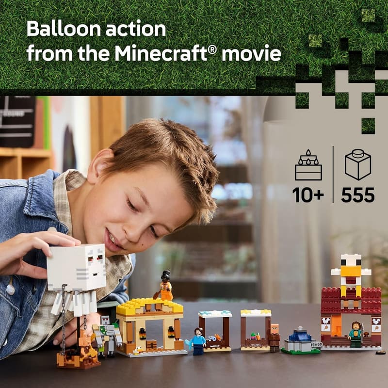 LEGO Minecraft Ghast Balloon Village Attack Set for Kids 10+