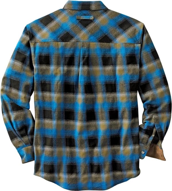 Men's Long Sleeve Plaid Flannel Shirt with Corduroy Cuffs