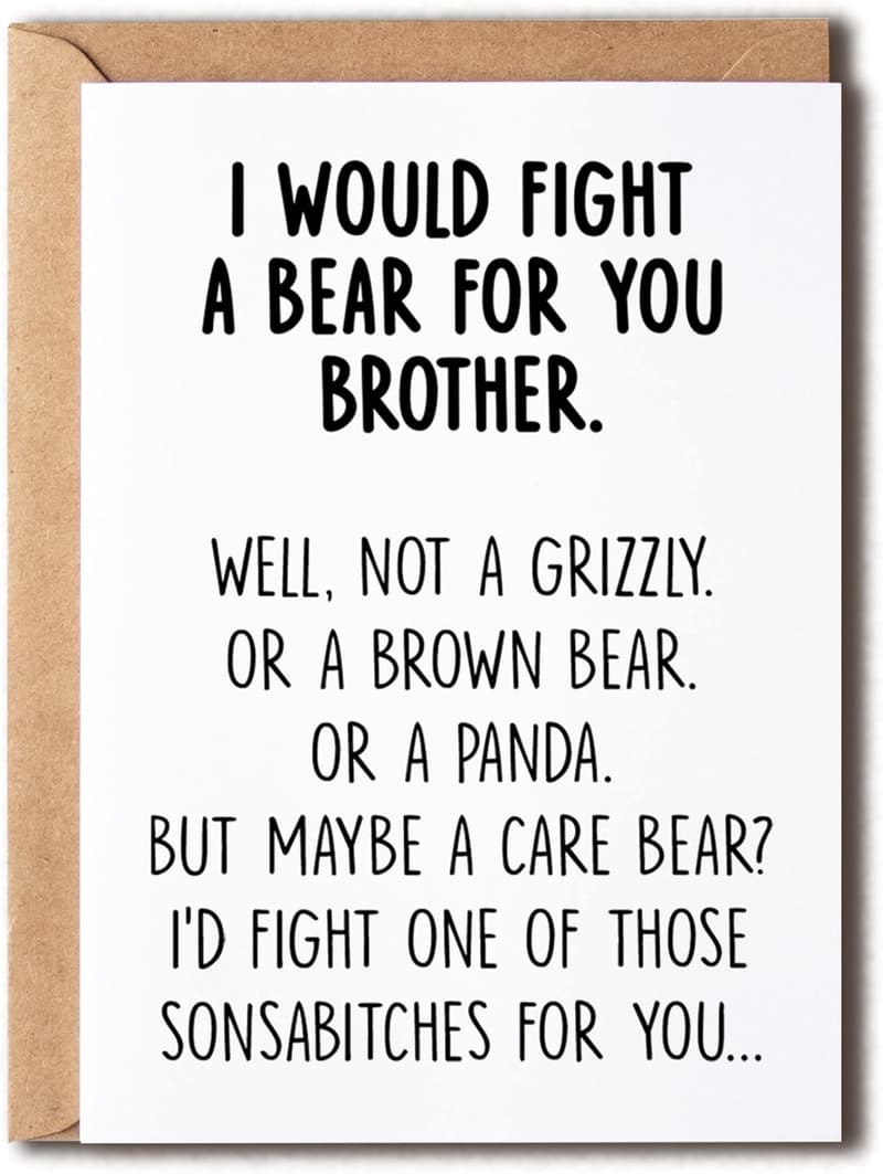 Graduation Card for Brother - Funny Bear Fight Design