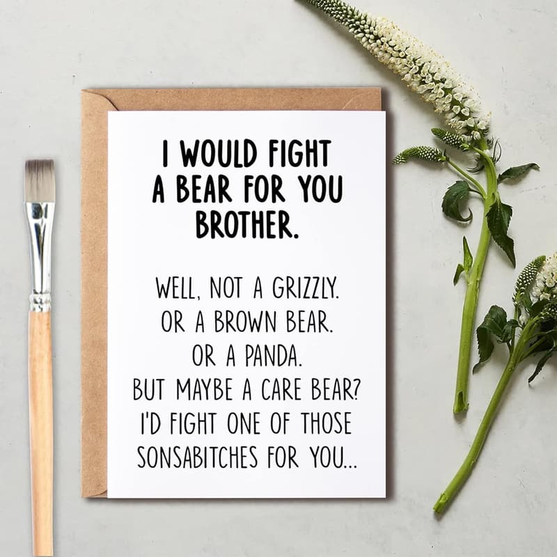 Graduation Card for Brother - Funny Bear Fight Design