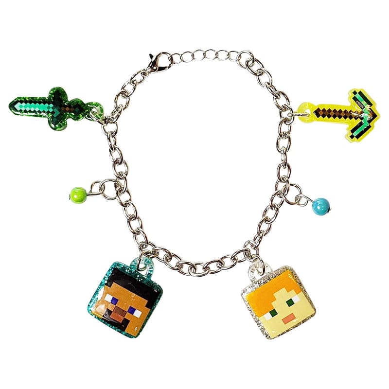 Minecraft Bracelet with 4 Metal Charms for Ages 3+