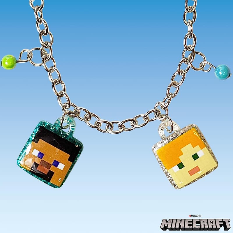 Minecraft Bracelet with 4 Metal Charms for Ages 3+
