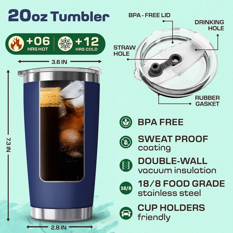 Funny Retirement Navy Tumbler for Men with Gift Box