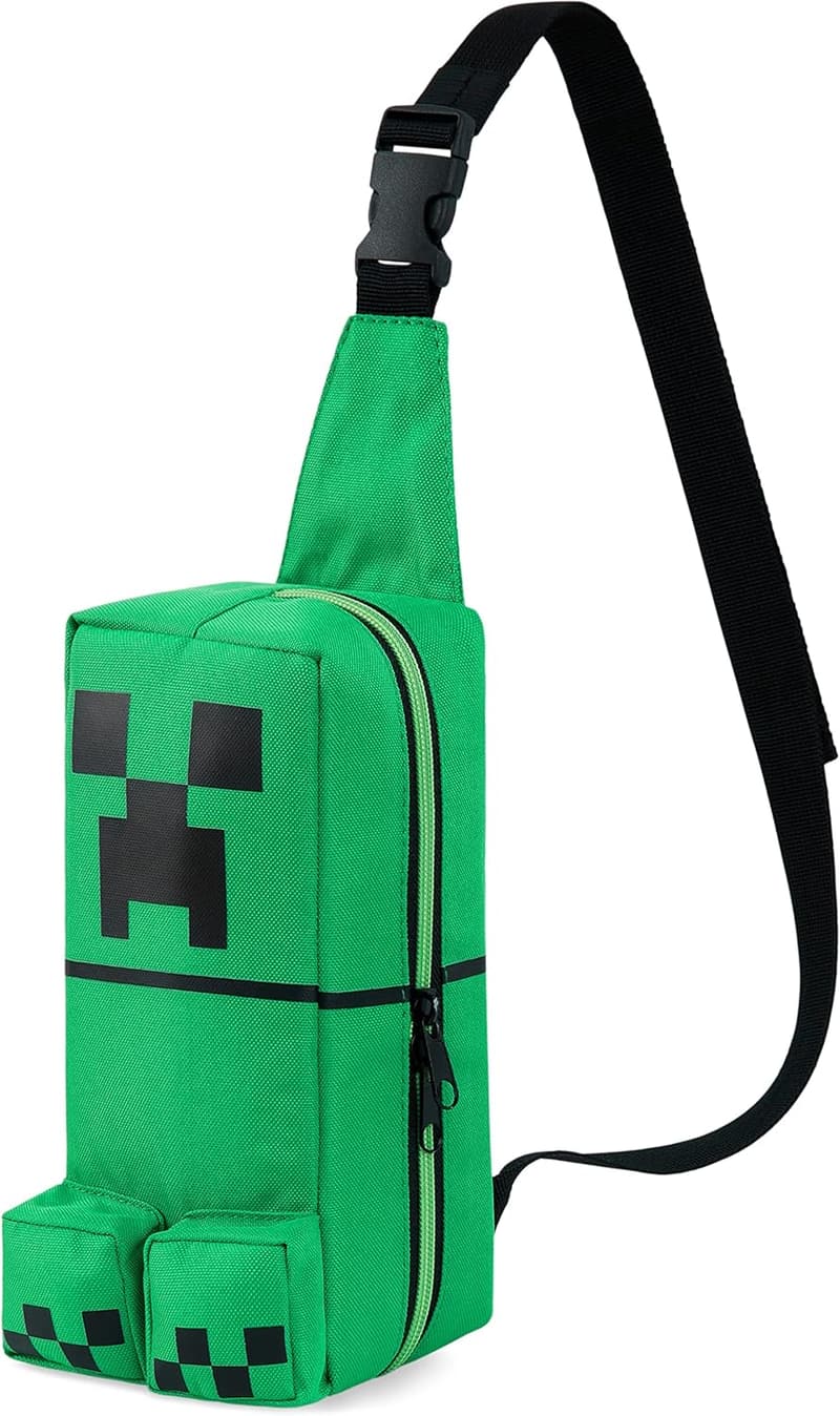 Minecraft Creeper Crossbody Bag for Boys and Teens (Green)