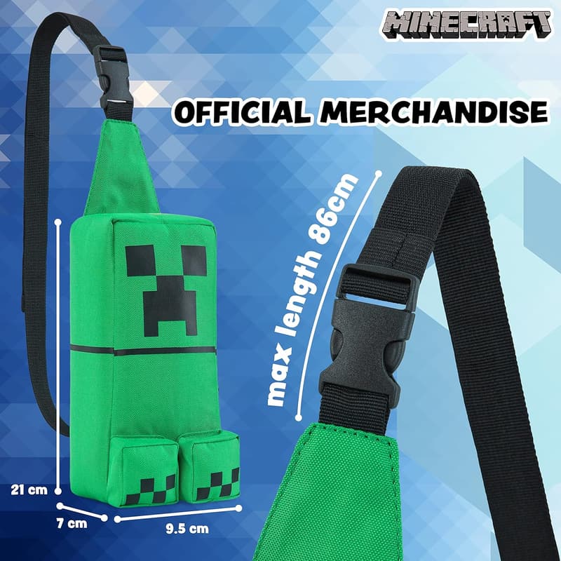 Minecraft Creeper Crossbody Bag for Boys and Teens (Green)