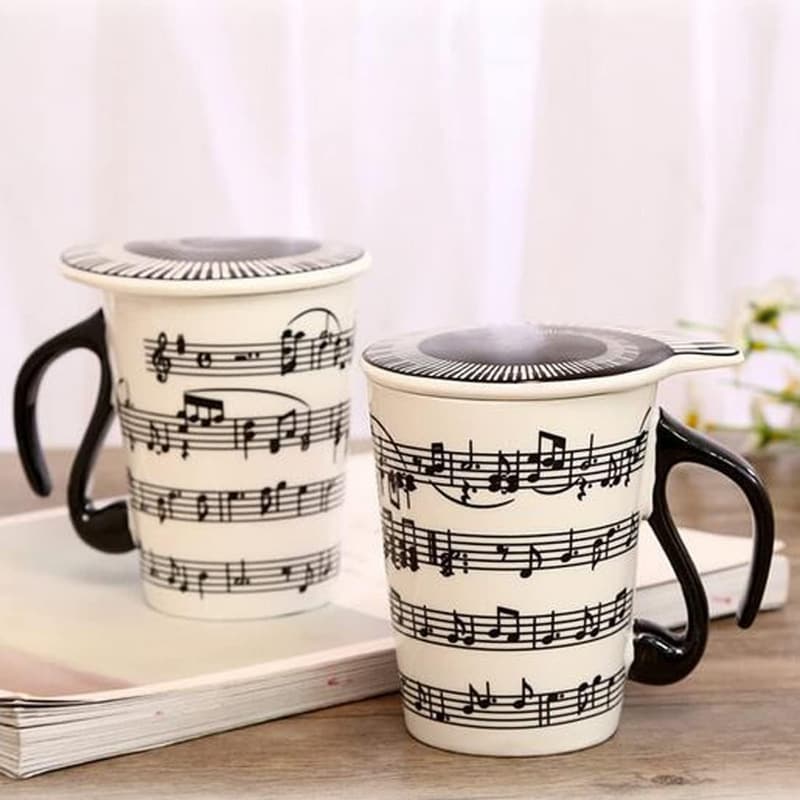 Valentine's Day Musician Ceramic Mug with Lid