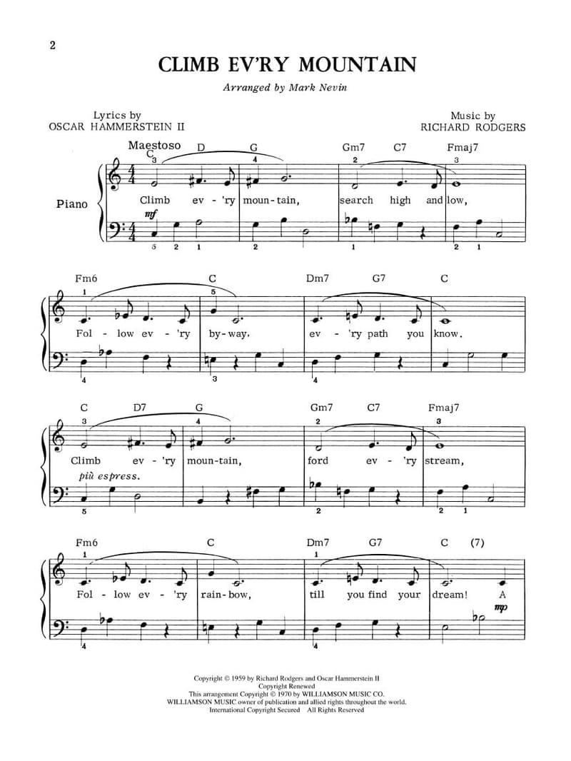 The Sound of Music Easy Piano Songbook - 8 Classic Songs