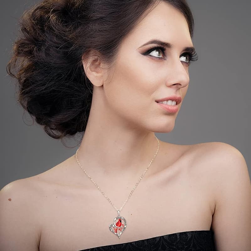 Red Cardinal Necklace - Engraved 925 Sterling Silver Memorial Gift