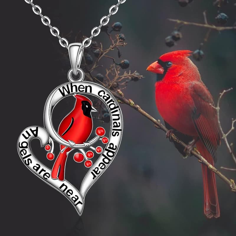 Red Cardinal Necklace - Engraved 925 Sterling Silver Memorial Gift