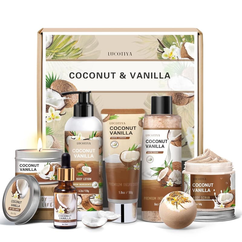 Vanilla Coconut Spa Gift Set for Women's Birthday Self-Care