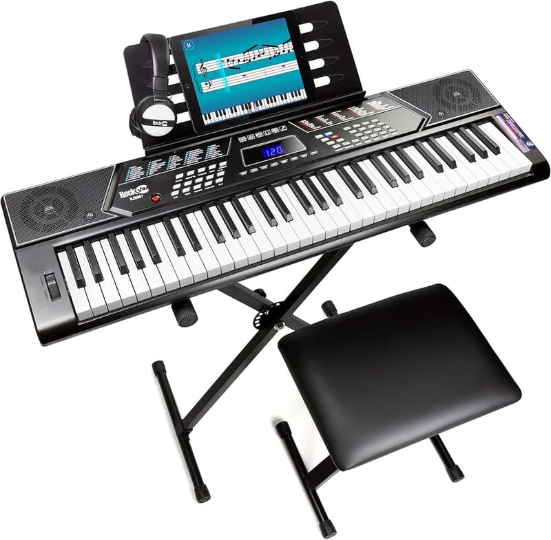 61-Key Keyboard Piano Set with Stand, Bench, Headphones & App