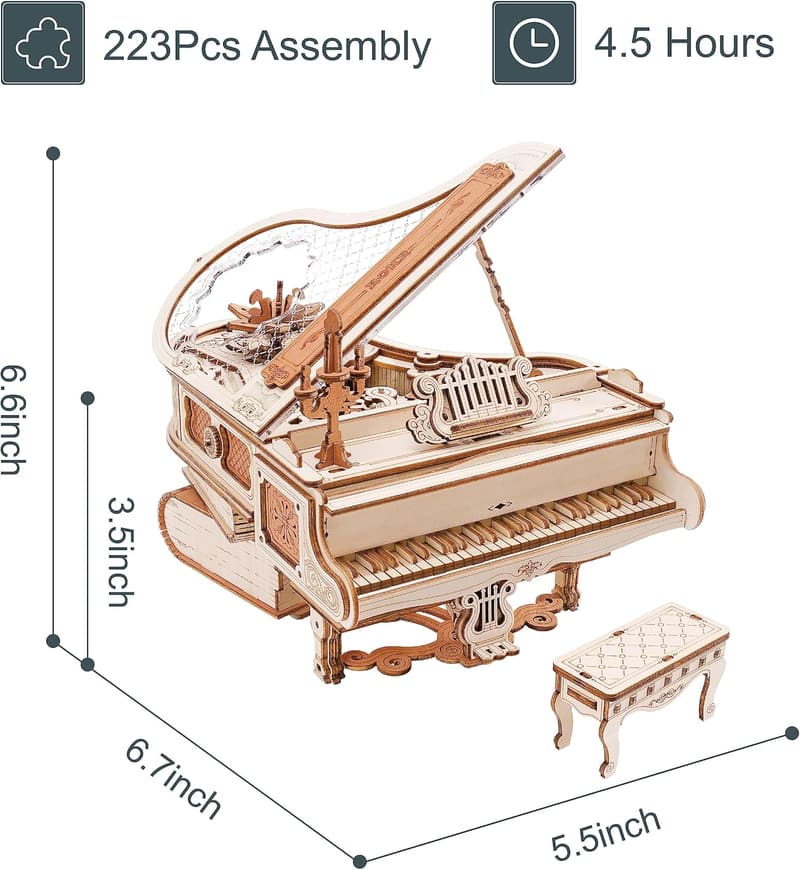 Magic Piano 3D Wooden Puzzle Kit for Adults - Unique Desk Decor