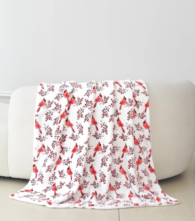Winter Christmas Sherpa Throw, Ultra-Plush Flannel, 50 x 60 inches