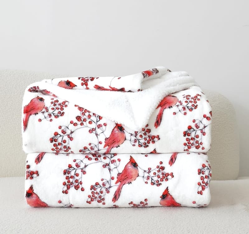Winter Christmas Sherpa Throw, Ultra-Plush Flannel, 50 x 60 inches