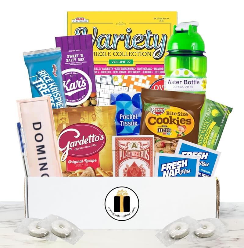 Feel Better Gift Basket with Games, Snacks & Comfort Essentials