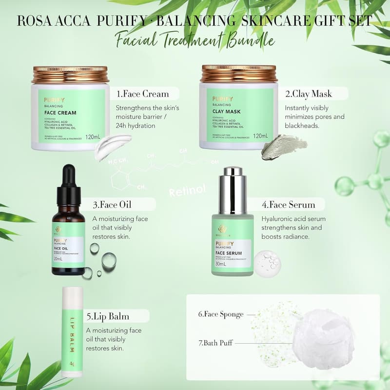 Self-Care Spa Kit for Women: Facial Skin Care Set with Essential Oils