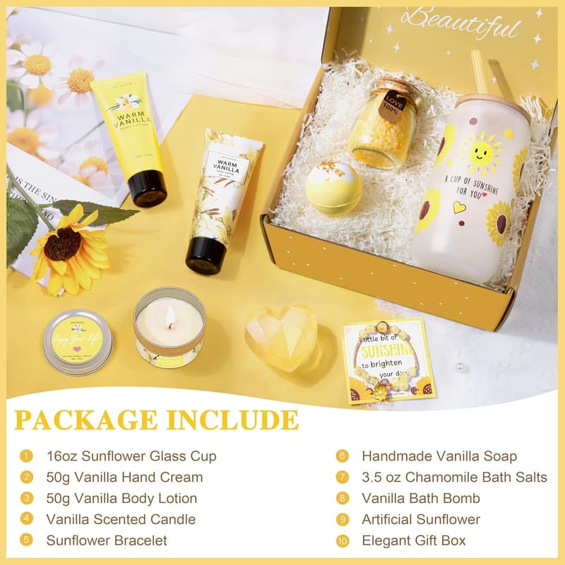 Warm Vanilla Self-Care Set for Women - 10 pcs Gift Set