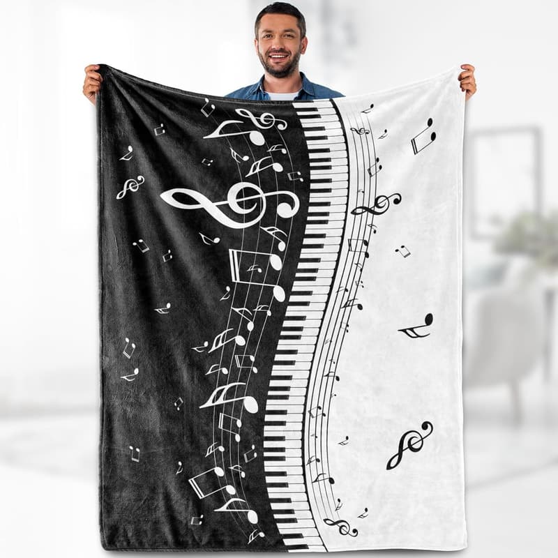 Music Note Throw Blanket - Soft Fleece for Music Lovers, 60