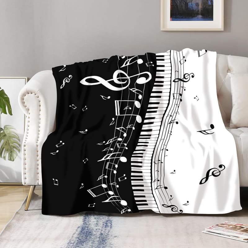 Music Note Throw Blanket - Soft Fleece for Music Lovers, 60