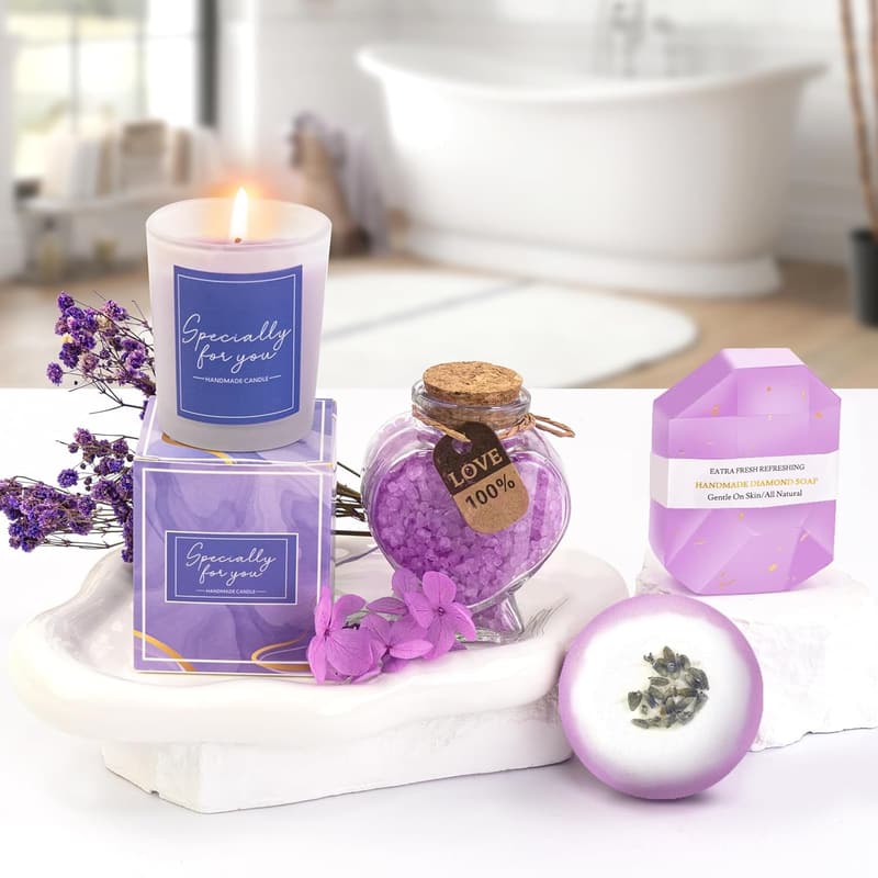 Lavender Spa Gift Basket for Women – 16-Piece Self-Care Set
