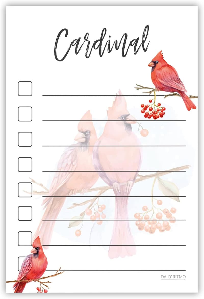 Cardinal-Themed Notepad Gift for Bird Watchers - 50 Pages