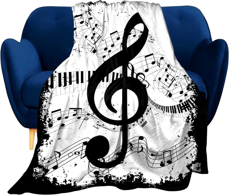 Music Note Piano Fleece Throw Blanket - 50