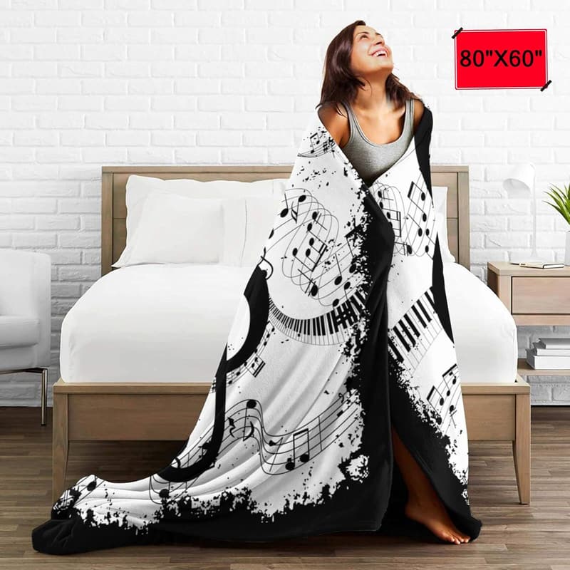 Music Note Piano Fleece Throw Blanket - 50