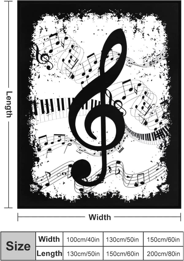 Music Note Piano Fleece Throw Blanket - 50