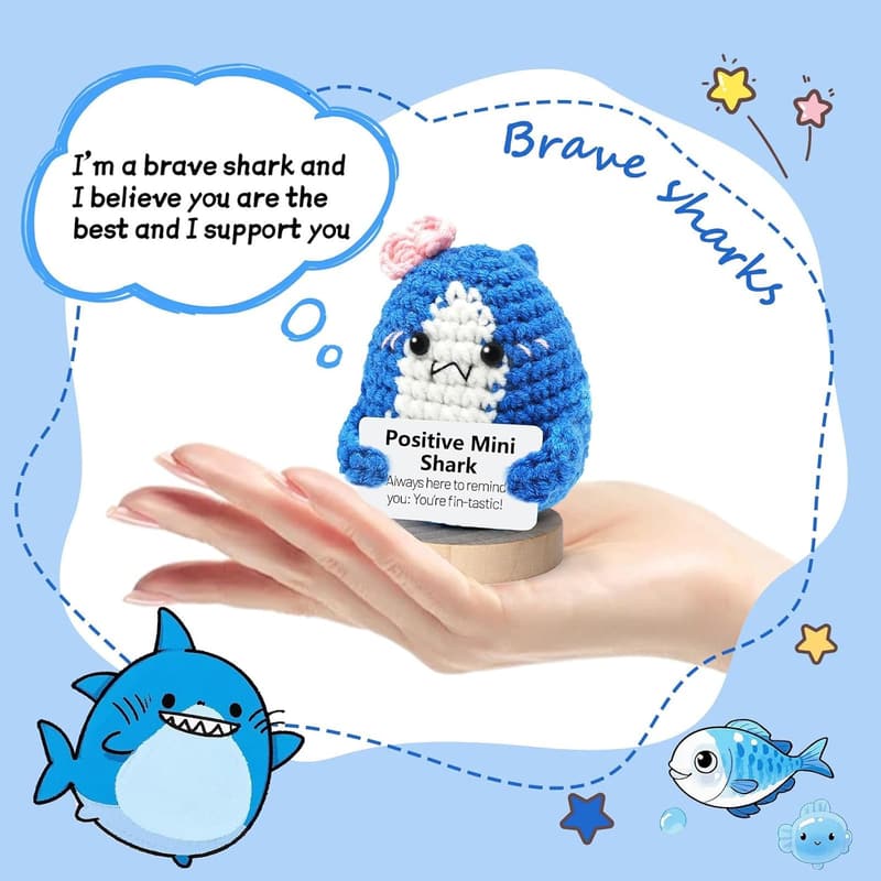 Cute Crochet Shark Desk Decor - Inspirational Gift for Animal Lovers