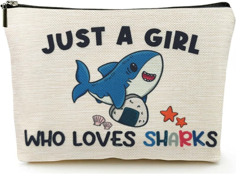 Shark Lover Makeup Bag for Women and Girls - Ocean Themed Gift