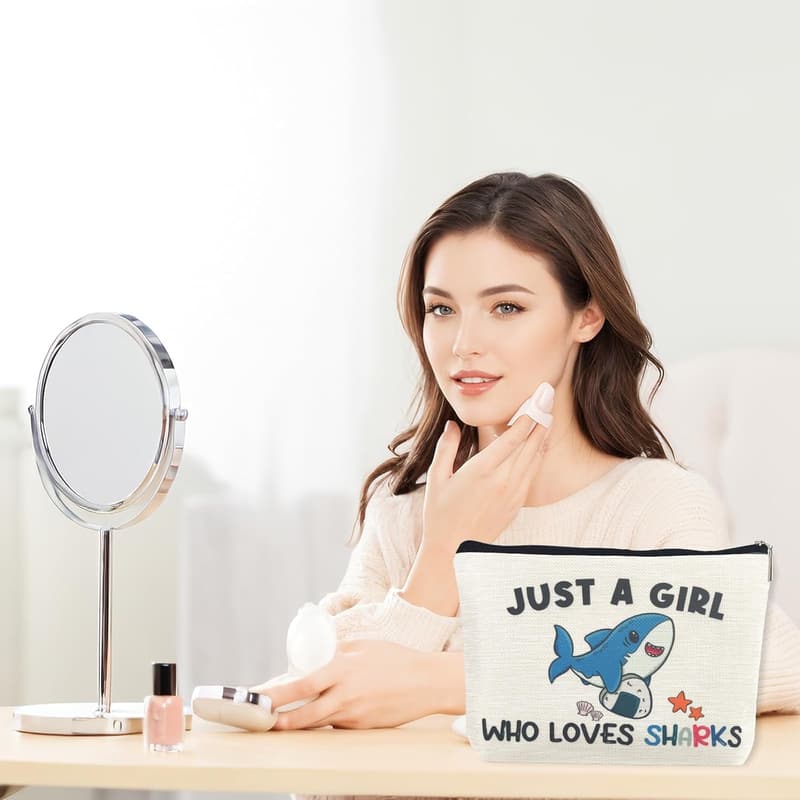Shark Lover Makeup Bag for Women and Girls - Ocean Themed Gift