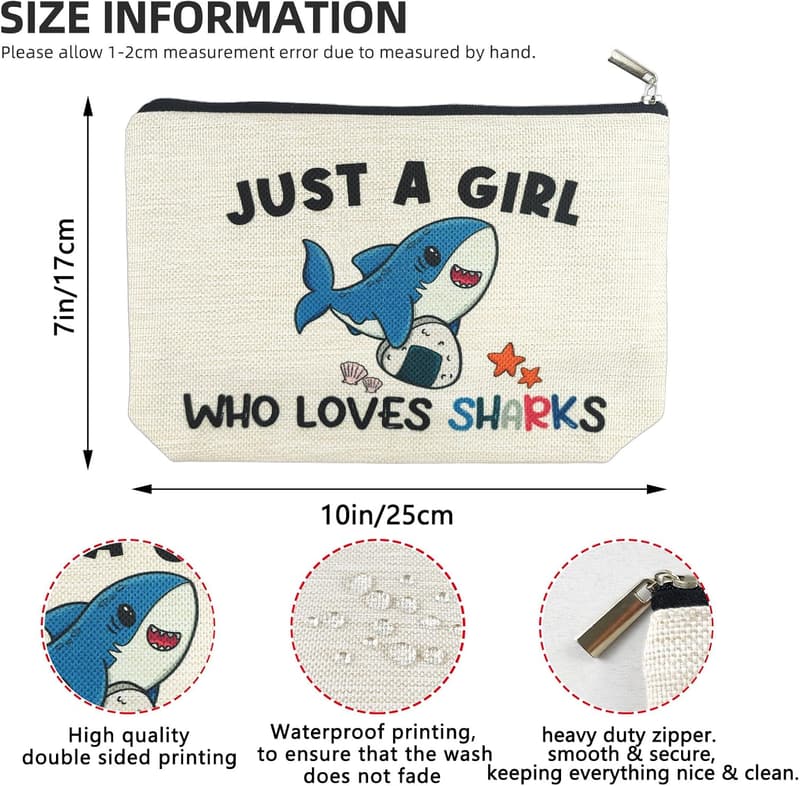 Shark Lover Makeup Bag for Women and Girls - Ocean Themed Gift