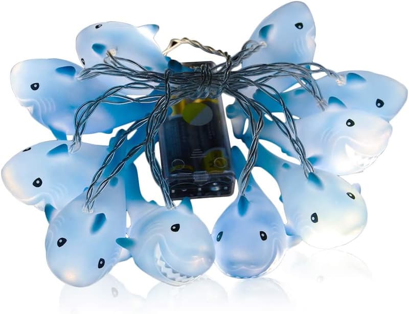 Battery Operated 10 LED Shark String Lights for Kids’ Decor