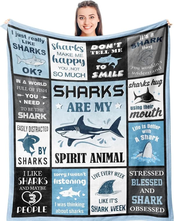 Shark-Themed Soft Throw Blanket for Kids & Shark Lovers, 50
