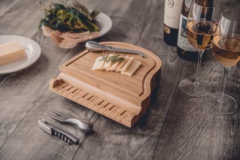 Piano Bamboo Cheese Board & Knife Set for Picnics