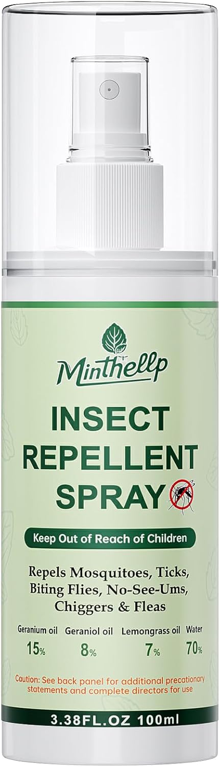 Natural Plant-Based Mosquito Repellent Spray, DEET-Free, 3.38 Fl Oz