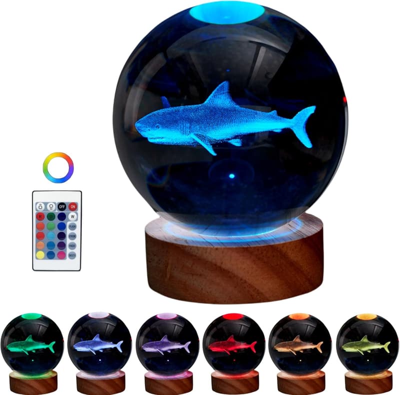 3D Shark LED Night Light with Remote Control and Color Change