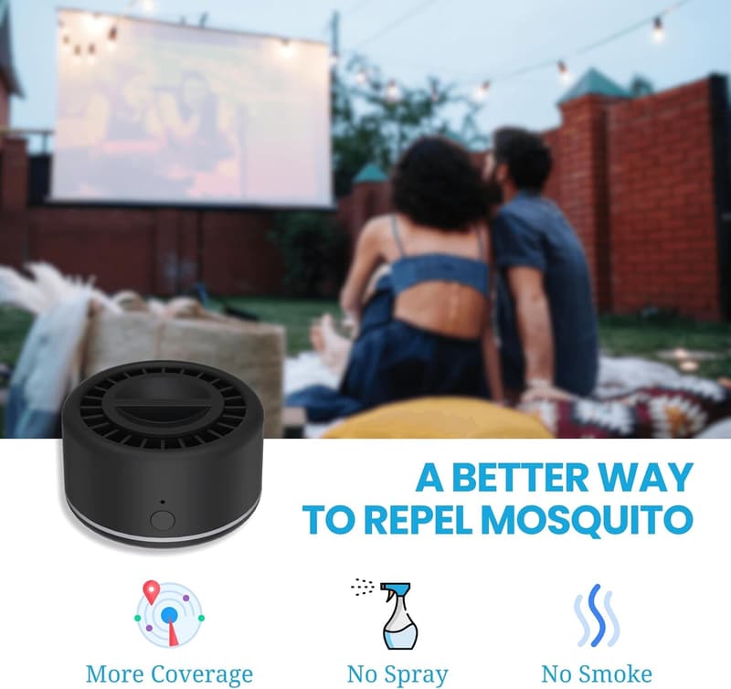 Portable Rechargeable Mosquito Repeller with 30 ft Range (Black)