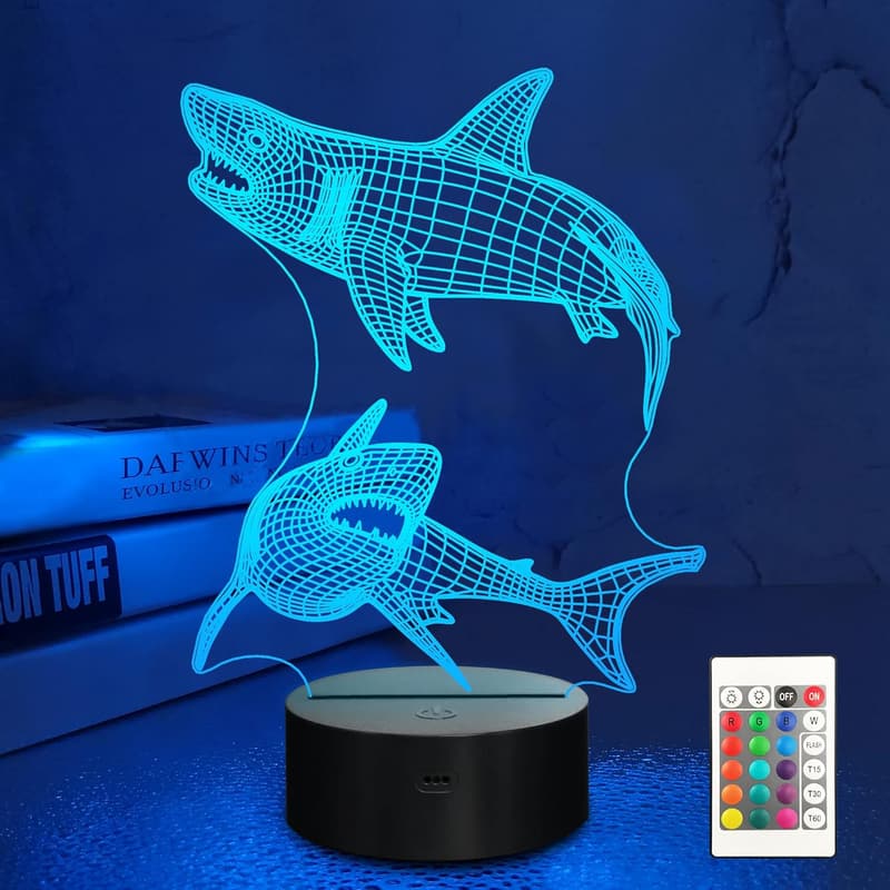 3D Shark Night Light with Remote for Kids' Birthday Gift