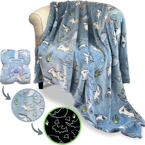 Shark Glow-in-the-Dark Fleece Blanket for Kids, 50