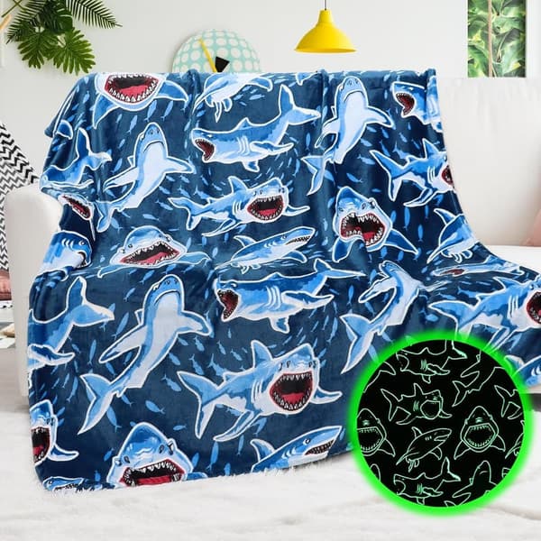 Glow in The Dark Shark Blanket - Cozy 50x60 Toy for Kids